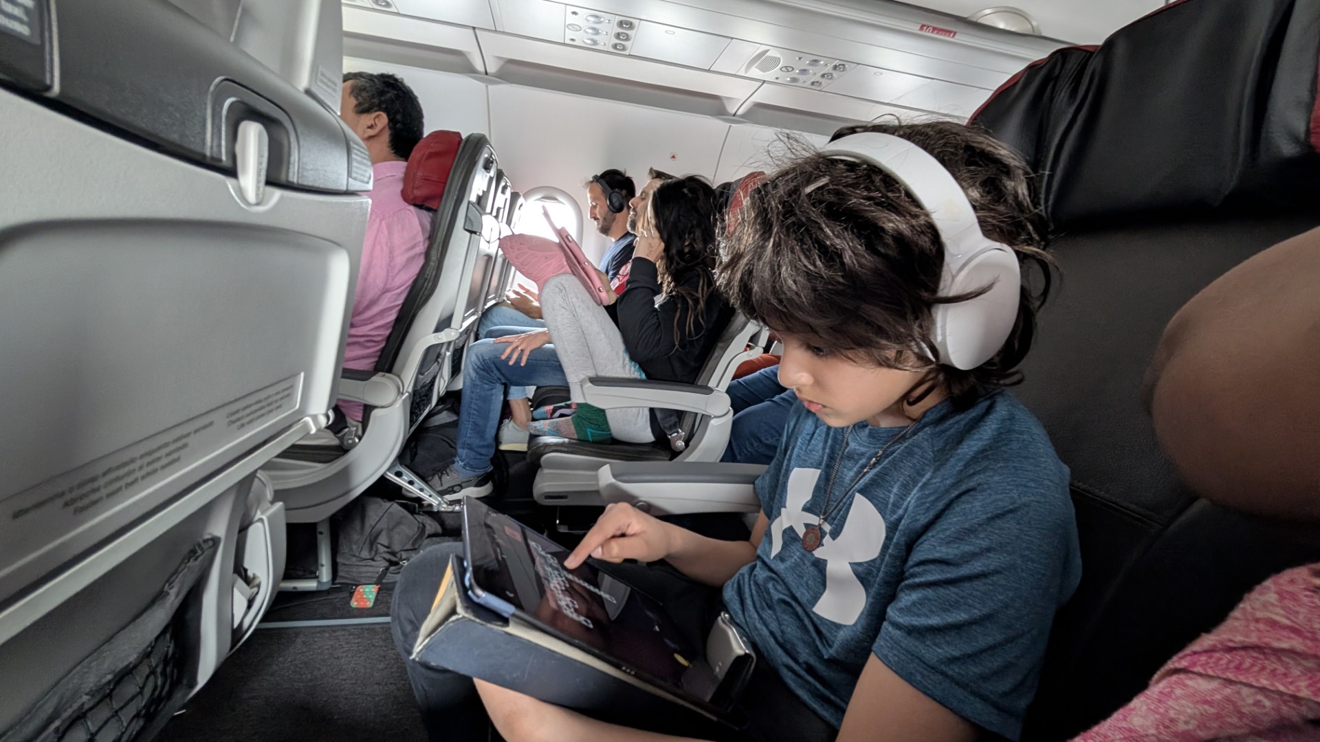 Kids on Latam airline in Colombia
