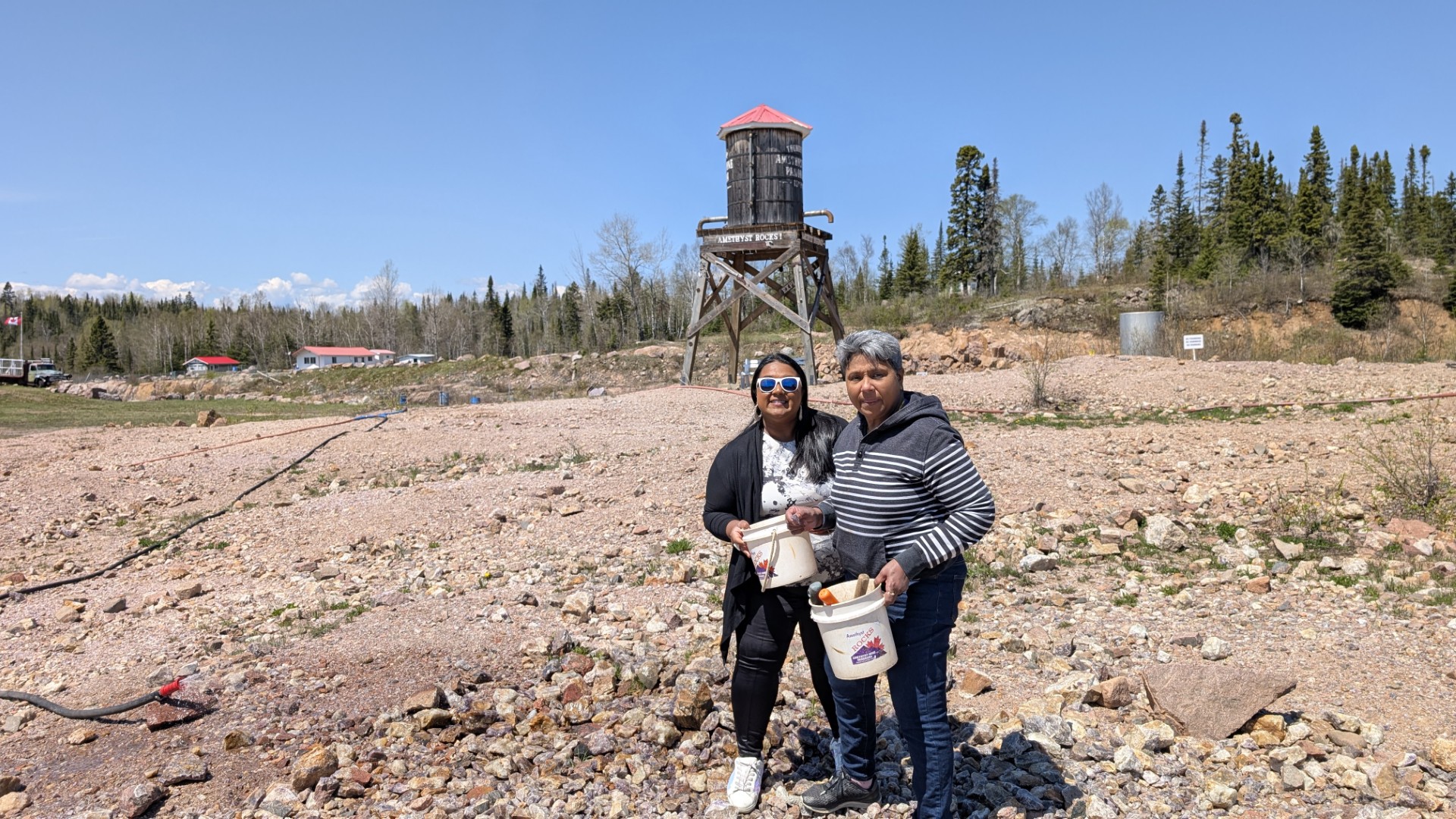 Yashy and mother at Thunder Bay Amethyst Mine