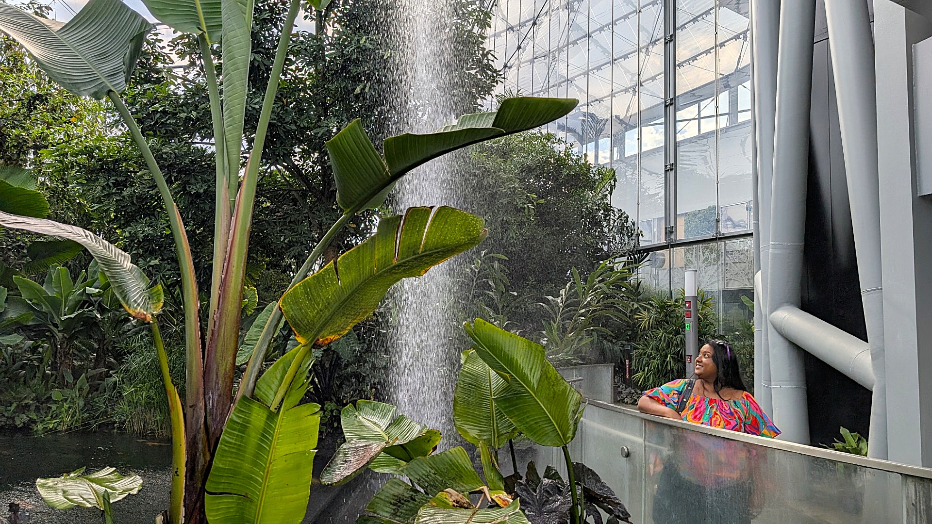 Yashy at largest indoor waterfall in Canada