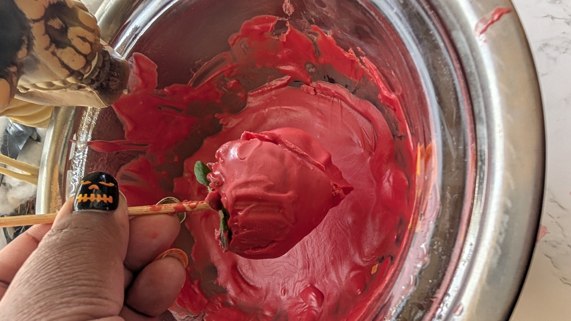 melting chocolate for strawberries