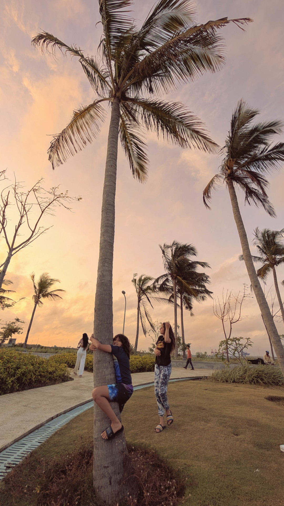 Sunset at Port City with Children