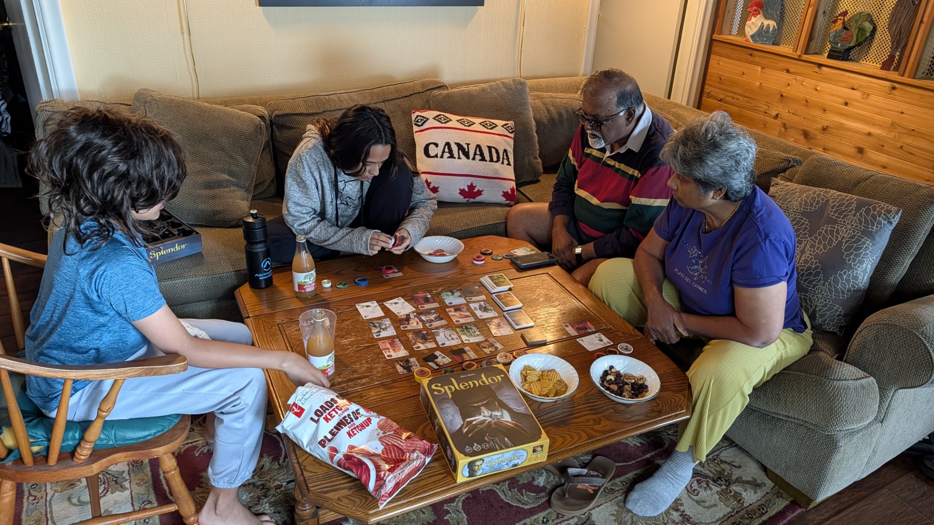 kids and grandparents playing games at muskoka cottage
