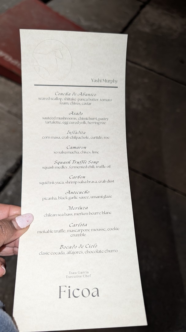 ficoa tasting menu sample